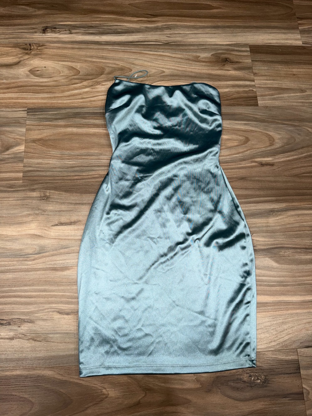 Windsor Satin Mini Dress in Teal Blue